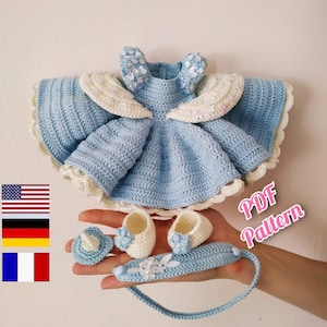 Princess set crochet pattern Crochet doll outfit Princess pattern amigurumi doll clothes, doll dress pattern, PDF English, Deutsch, Français