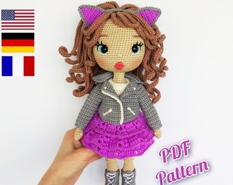 Crochet doll pattern amigurumi Astrid, Amigurumi doll base, Eco (English, Deutsch, Français)