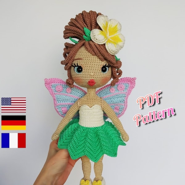 Fairy crochet amigurumi doll Astrid pattern, Amigurumi doll base (English, Deutsch, Français)