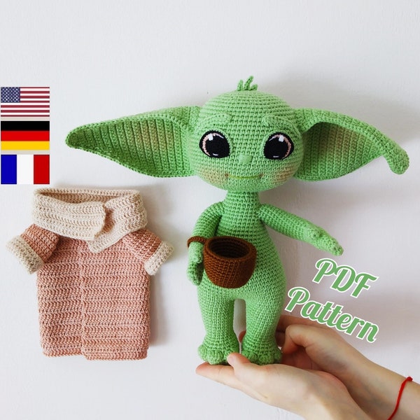 Baby Alien crochet pattern, Amigurumi Baby Alien pattern (English, Deutsch, Français)