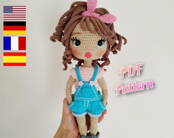 Crochet doll pattern, Amigurumi doll pattern (English, Deutsch, Français, Spanish /Español)