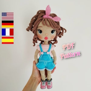 Crochet doll pattern, Amigurumi doll pattern (English, Deutsch, Français, Spanish /Español)