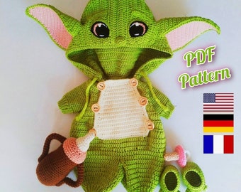 Crochet doll clothes pattern, Crochet doll outfit Baby Alien, Lulu Outfit doll pattern 12 inches (English, Deutsch, Français)