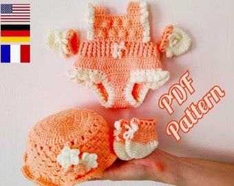 Amigurumi doll clothes pattern, Amigurumi doll outfit pattern 12,6 inches, Crochet baby clothes for Lulu (English, Deutsch, Français)