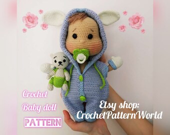 realistic crochet baby doll