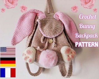 Crochet Bunny backpack patterns Crochet pattern Rucksack Amigurumi Backpack for children (English, Deutsch, Français)