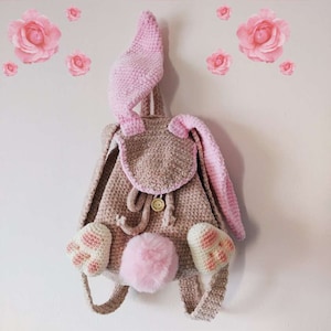 Crochet Bunny backpack patterns Crochet pattern Rucksack Amigurumi Backpack for children English, Deutsch, Français image 4