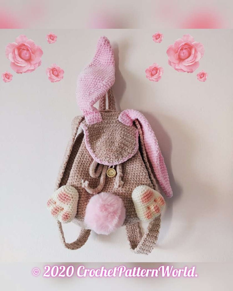 Crochet Bunny backpack patterns Crochet pattern Rucksack Amigurumi Backpack for children English, Deutsch, Français image 4