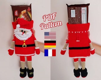 Christmas Santa Sack pattern, Santa Bag crochet pattern, Xmas Gift Bag, Christmas crochet decor pattern (English, Deutsch, Français)