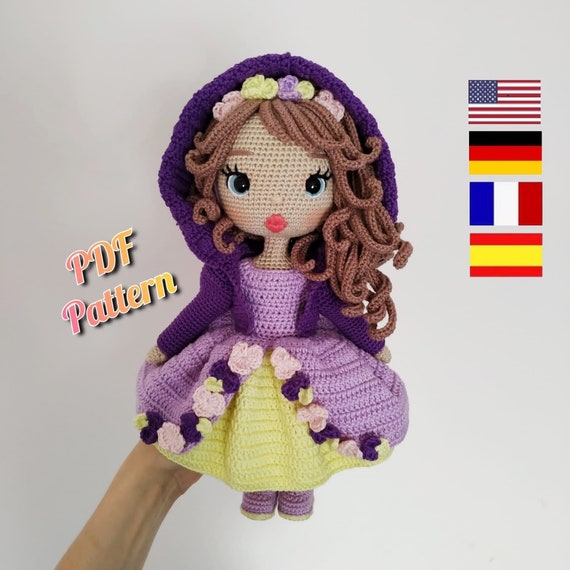 Crochet doll pattern, Amigurumi doll pattern (English, Deutsch