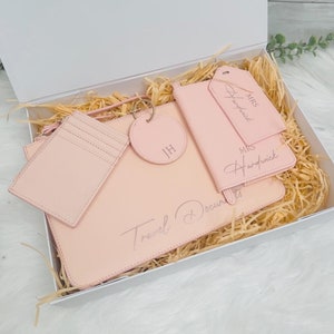 Luxury Personalised Travel Gift Set, Gift For Couple, Passport Holder & Luggage Tag, Travel Wallet,  Wedding Gift, Travel Accessories