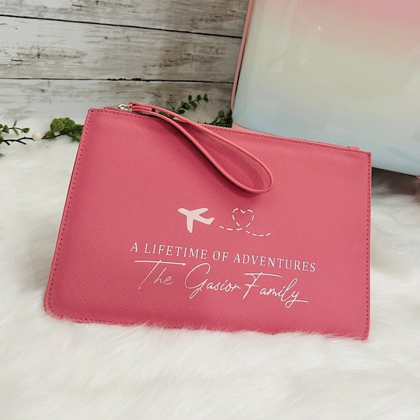 Lifetime of Adventures Document wallet Travel Passport Holder Clutch, Various Colours Available Travel Wallet, family travel essentials