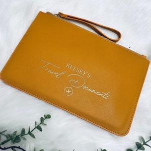 Personalised Document wallet Travel Passport Holder Clutch, Various Colours Available Travel Wallet - Honeymoon Gifts