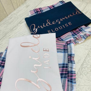 Jolie Personalised Bridal Party Pyjamas 9 Colours Baby Child and Adult Matching Pyjamas Bridesmaid Flower Girl Bride Mother of Bride PJ's image 7