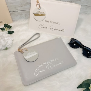 Personalised Cruise Document Wallet Travel Passport Holder Clutch, Various Colours, Travel Wallet Passport Holder Honeymoon Cruise