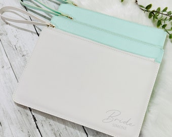 Personalised Mint Green Wedding Christy Clutch, Bridesmaid bag, maid of honour, mother of the Bride, personalised gift bag, clutch bag