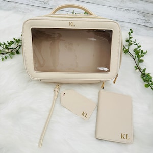 Personalised Travel Case / Passport Holder & Luggage Tag, Grey /  Black / Beige Available Travel Wallet Honeymoon Gifts Gift for Bride