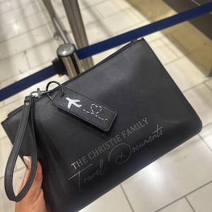 Personalised Document wallet Travel Passport Holder Clutch & Plane Keyring, Various Colours Available Travel Wallet - Honeymoon Gifts