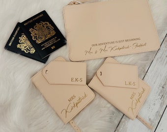 Personalised Mrs & Mrs Boutique Travel Passport Holder Luggage Tag, Travel Wallet, Gay wedding Gifts, Passport Holder New Mrs and Mrs Gifts