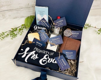 Personalised NAVY Groom Survival Kit, Gift For Groom, Groom hamper Box, Gift for husband to be groom, Groom Gift Idea, Wedding Ideas