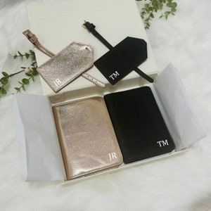His Hers Passports Travel Passport Holder & Luggage Tag, Travel Card Wallet, Personalised Passport, holiday reveal