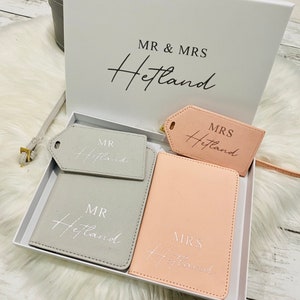 Personalised Travel Passport Holder & Luggage Tag, Gay Wedding Mr Mr Mrs Mrs Available Travel Wallet - Honeymoon Wedding Gifts