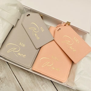 Personalised Travel Passport Holder & Luggage Tag, Travel Wallet, Passport Card Wallet, His Hers Passports. Wedding Gift
