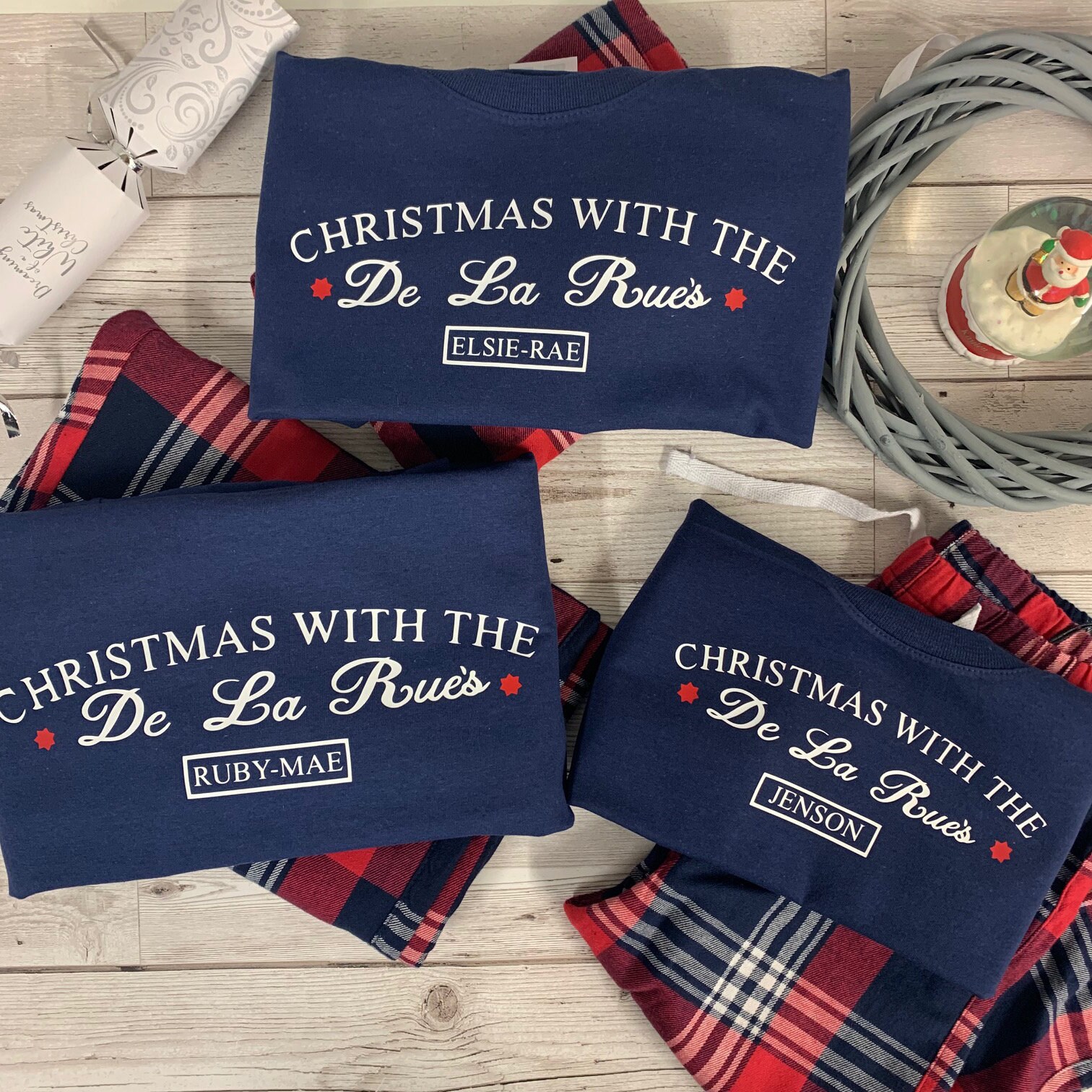 XMAS Matching Family Personalised Christmas Tartan Pyjamas - STAR Des…