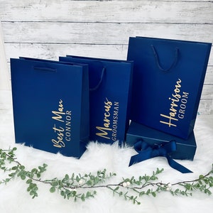 Navy Portrait Personalised Gift Bag 5 colours Best Man Groomsman Groom Gift Bag Bridesmaid Proposal Bridesmaid gift bag, maid of honour gift