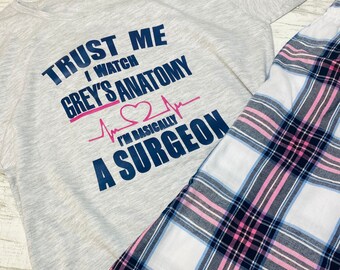Mens or Ladies Greys Anatomy Py Jama Set Funny Greys Anatomy Gift Idea Greys Netflix Fan PJ Gift Set Mens or Ladies Womens GA1 Etsy Canada