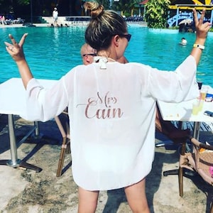 Personalised Bridal Party Kaftan Swim Cover Up Hen party abroad hens Bridesmaid Bride Kaftan Mrs Swimsuit maid of honour Honeymoon vibes