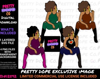 Download Bald Black Woman Svg Afro Woman Svg Thick Brown Skin Diva Curvy Black Girl Clip Art Black Girl Art Bald Woman Sublimation Design Clip Art Art Collectibles
