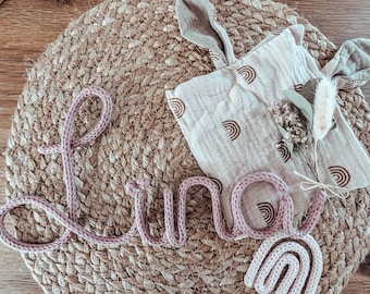 Nameplate for Baby Room Decor | Wool Lettering | Lettering | Birth | Christening | Baby Shower | School Cone | Personal & Individual