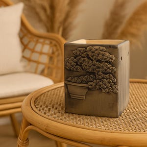 Ceramic Oil Burner Slate Rustic Hand Painted Bonsai Home Diffuser Boho Decor