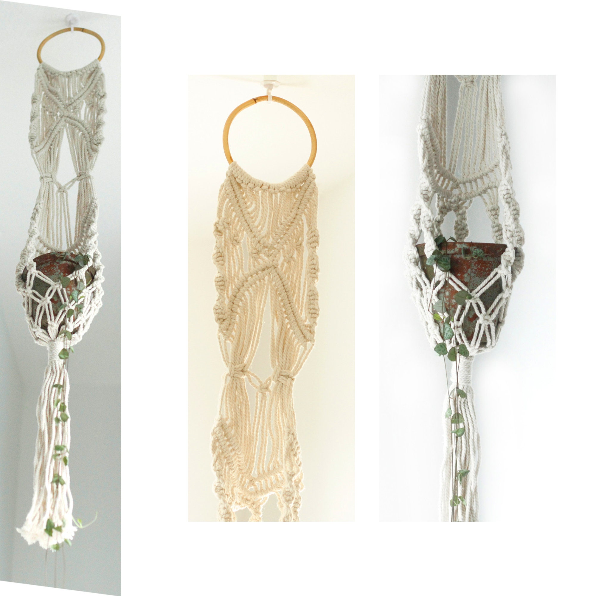 Handmade Hanging Macrame Pot Holder With Hoop Large for Indoor Etsy UK