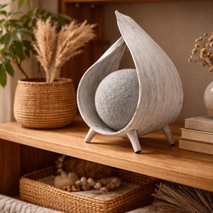 Coconut Leaf Lamp Whitewash Handmade Boho Table Light Natural Cotton Decor