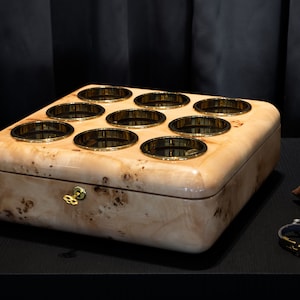 Luxury Watch Box Holder for 9, Wooden Watch Cabinet, Watch Case, Watch Storage, Watch Organizer, Gift for Men, Christmas Gift Idea