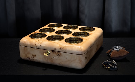 Mapa Burl Wood Watch Box: 9-Slot Luxury Watch Organizer