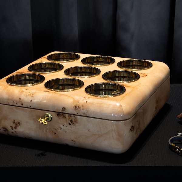 Mapa Burl Wood Watch Box: 9-Slot Luxury Watch Organizer