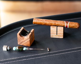 Handmade Sterling Silver Cigar Nubber, Gemstone Inlay, Men's Gift