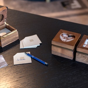 Multipurpose jewelry or office desk organizer box set, Natural wooden box set with Recycled  paper, Walnut boxes with photo frame, best gift