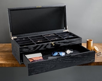 Handmade Wooden Eyeglasses Box: Solid Wood Eyeglass Display Case