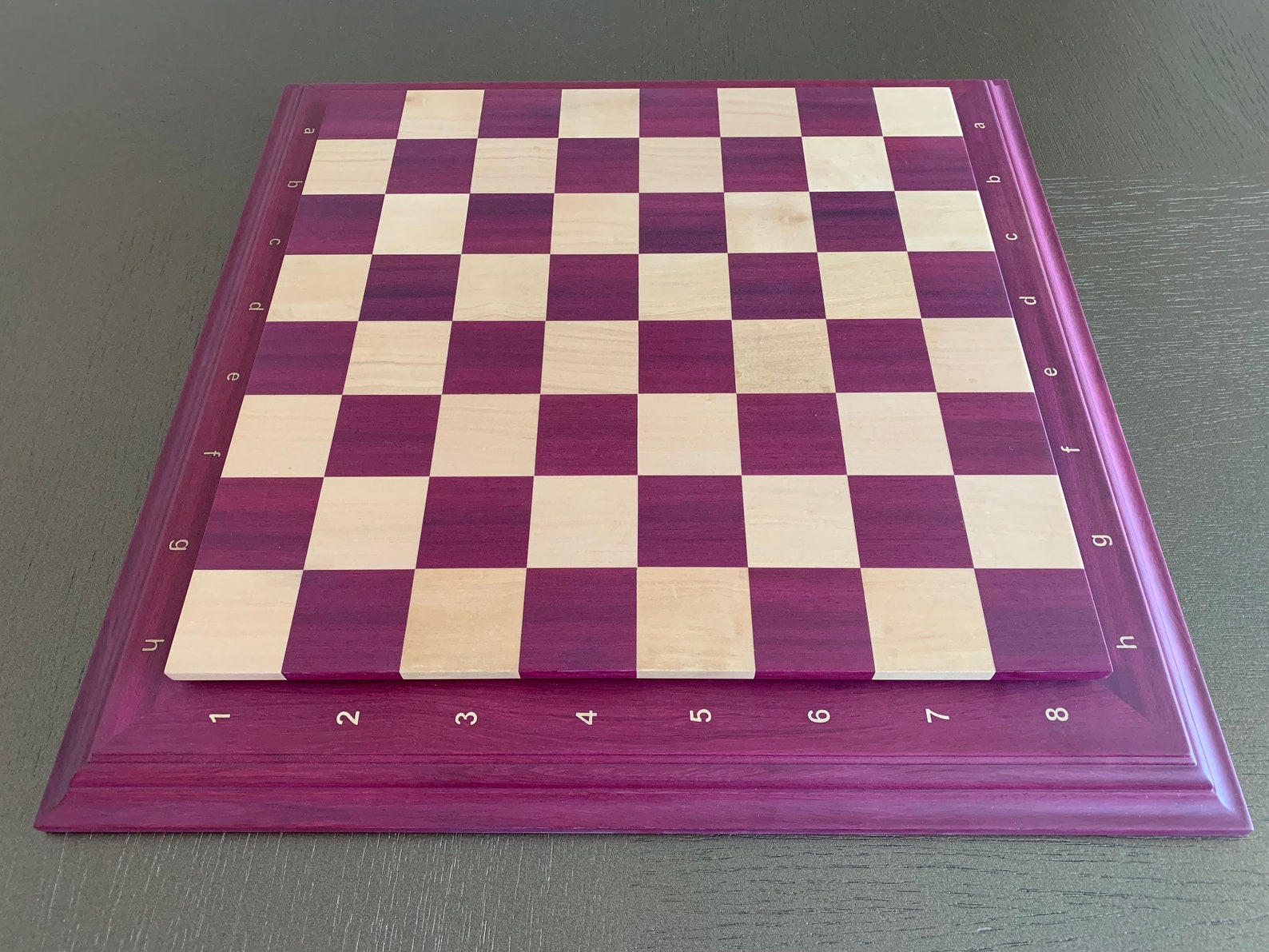 Purple Heart and Mapple wooden Chess board Unique design | Etsy