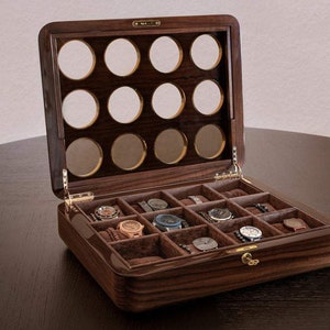 Luxury Watch Box Gift for men, Small Watch holder, Wooden Watch case, Watch Storage for 6, Gift for her, Birthday Gift Idea, Valentines gift For 12 Watch