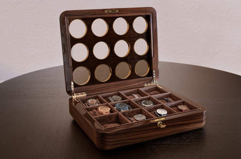 Luxury Watch Box Gift for men, Small Watch holder, Wooden Watch case, Watch Storage for 6, Gift for her, Birthday Gift Idea, Valentines gift For 12 Watch