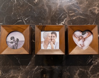 Walnut Desk Organizer Box Set: Photo Frame, Memo Block, Customizable Gift