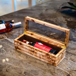 Engagement Couple Gift, Wooden Bottle Display Case, Anniversary Gift Box for Husband Wife, Wine Lovers Reusable Present