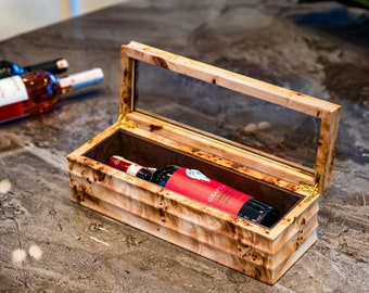 Engagement Couple Gift, Wooden Bottle Display Case, Anniversary Gift Box for Husband Wife, Wine Lovers Reusable Present