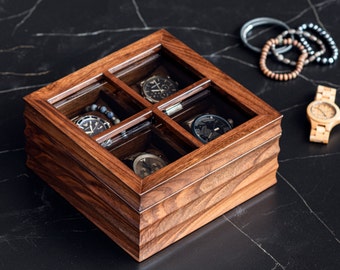 Handmade Walnut Watch Box: High Gloss Bracelet Storage