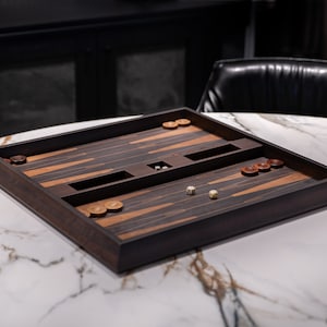 Luxury Handmade Backgammon, Eucalyptus & Mapa Burl Backgammon Board Game, Gift for grandfather, Gift for men, Birthday Gift, Christmas gift